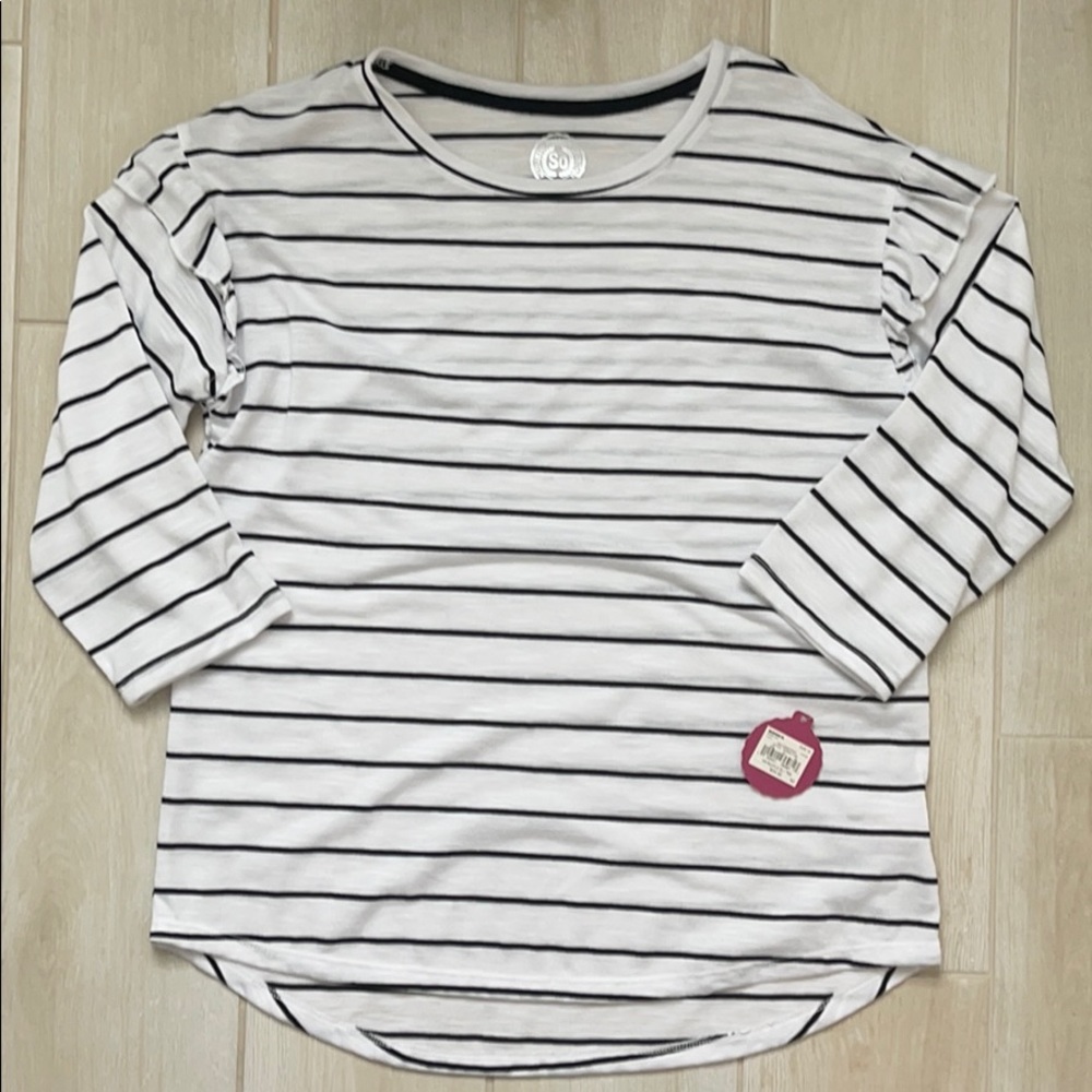Girls 3/4 Ruffle Sleeve Tee